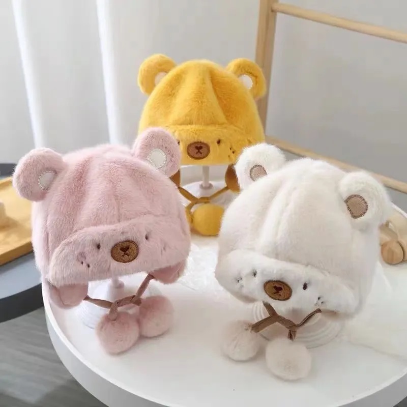 Mũ lông tai thú quả bông Cho Bé Siêu Dễ Thương