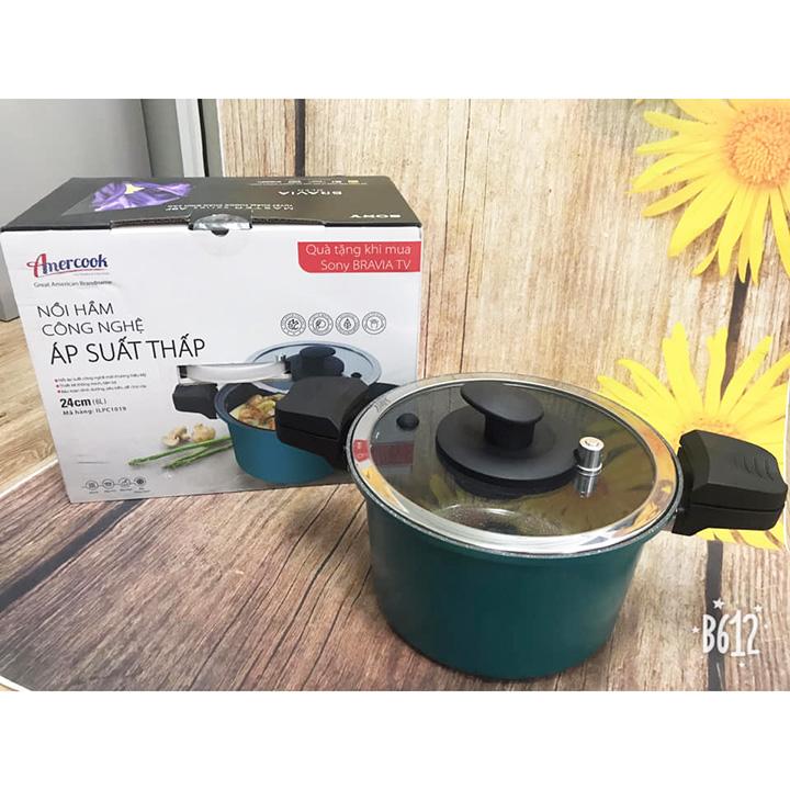 Nồi Hầm Công Nghệ Áp Suất Thấp Amercook USA 24cm 6 Lít dùng bếp từ