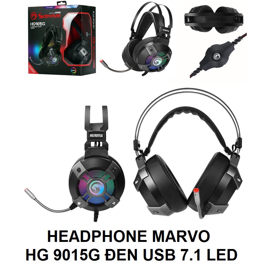 Headphone Marvo HG9035 Xám (USB 7.1)Led