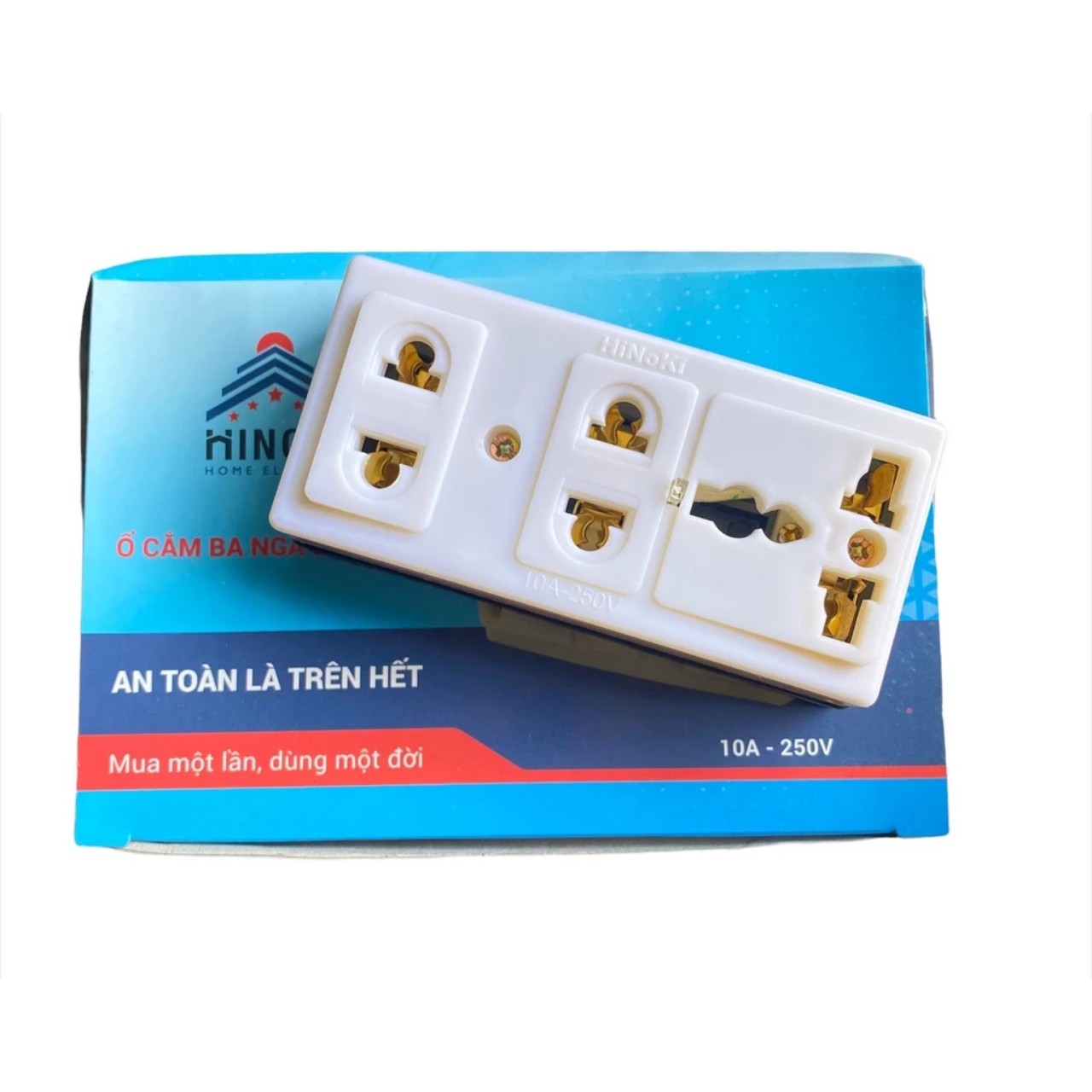 Ổ cắm 3 lỗ có đèn báo Hinoki