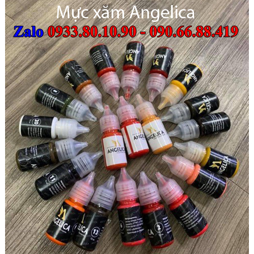 Mực xăm Angelica chính hãng Nga 10ml - Mực Môi tông đậm siêu bám màu phun xăm thẩm mỹ, phun mày đẹp