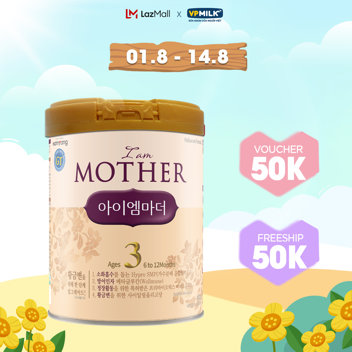 Sữa Bột I Am Mother 3 800G Nhập Khẩu Cho Trẻ Từ 6-12 Tháng