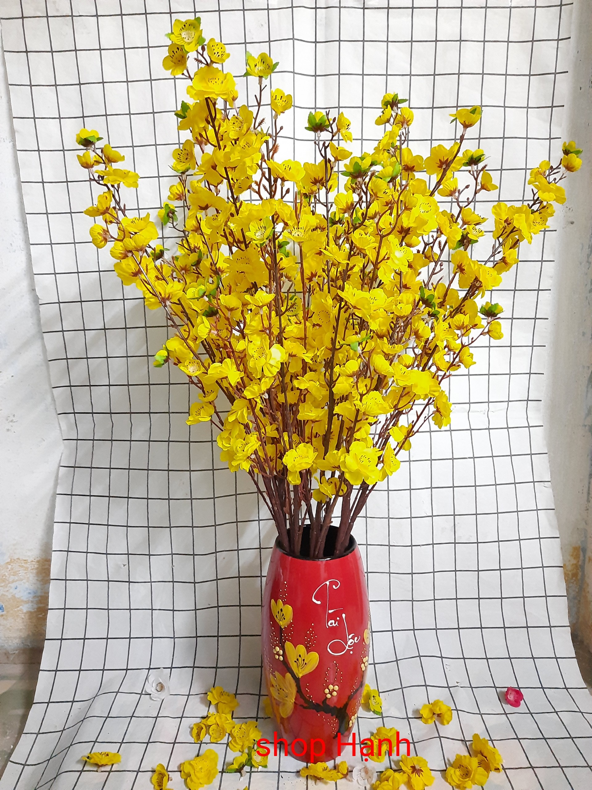 Bó 10 cành hoa mai  đào trang trí sản phẩm không bao gồm chậu