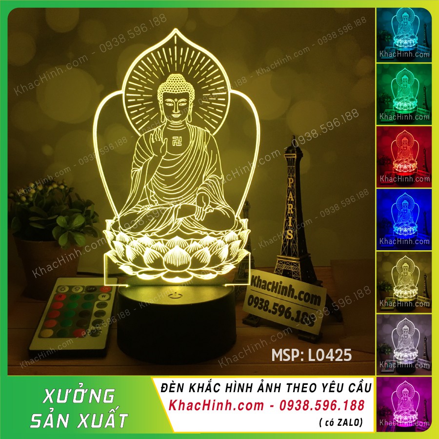 Đèn tranh PHẬT A DI ĐÀ, Đèn led khắc hình theo yêu cầu, đèn khắc hình cá nhân, đèn để bàn, đèn ngủ, đèn trang trí, quà tặng sinh nhật, quà tặng người thân bạn bè
