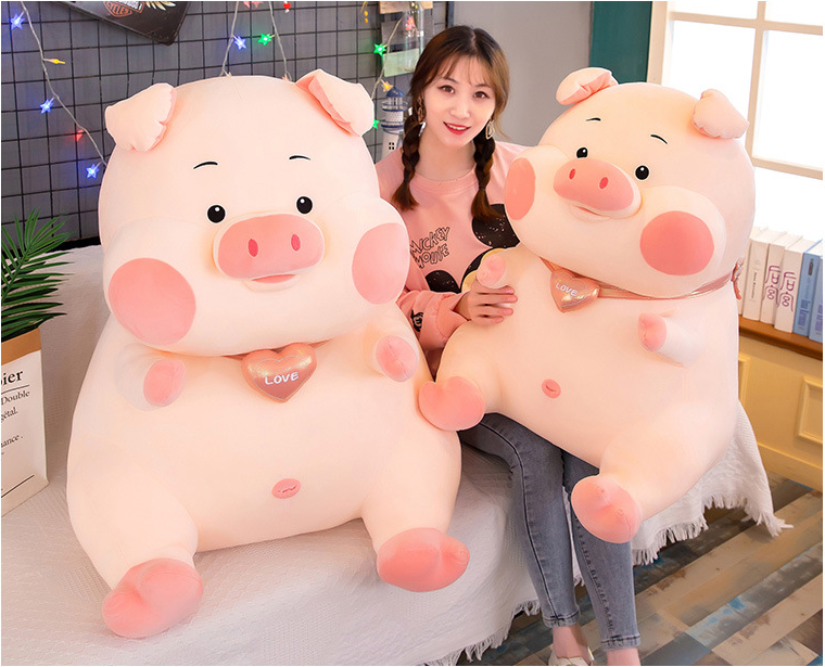 GẤU BÔNG HEO NGỒI ĐEO TIM DỄ THƯƠNG SIZE 50CM