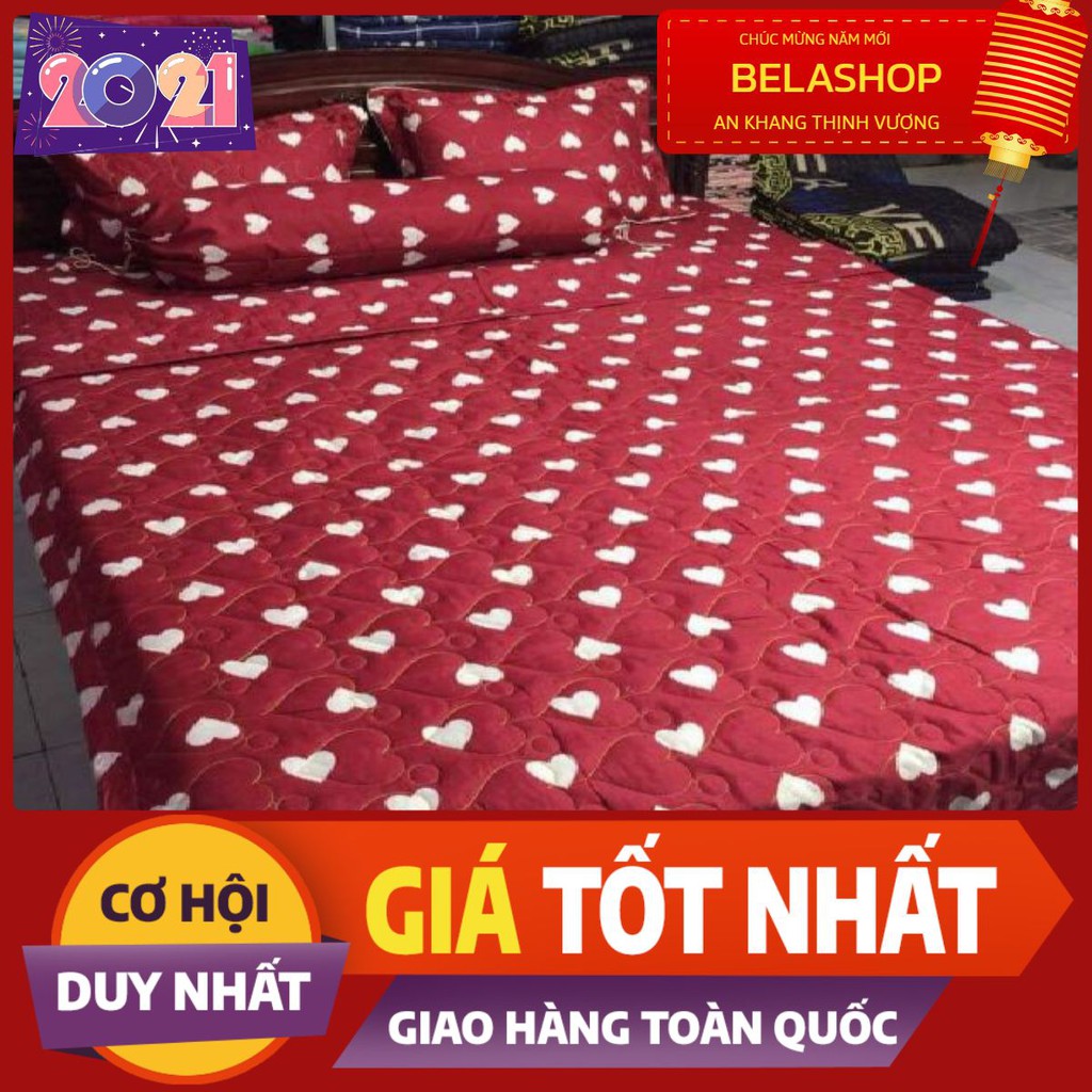 Set ga gối tim đỏ 1m2 cotton poly m74632