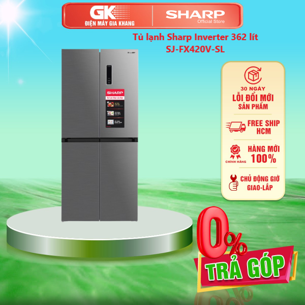 Tủ lạnh sharp inverter 362 lít sj-fx420v-sl mới 2022 - nguyên kiện - giao toàn quốc - freeship hcm