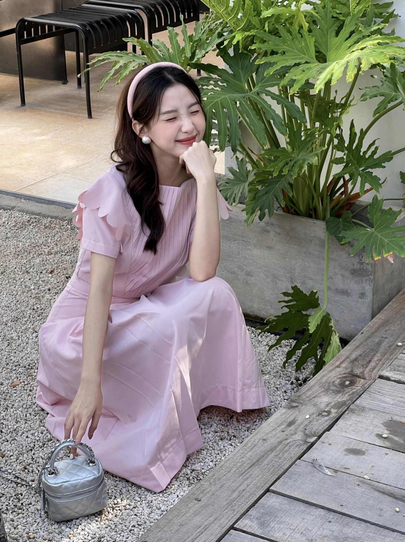 LILLIE | Set váy hồng dập li