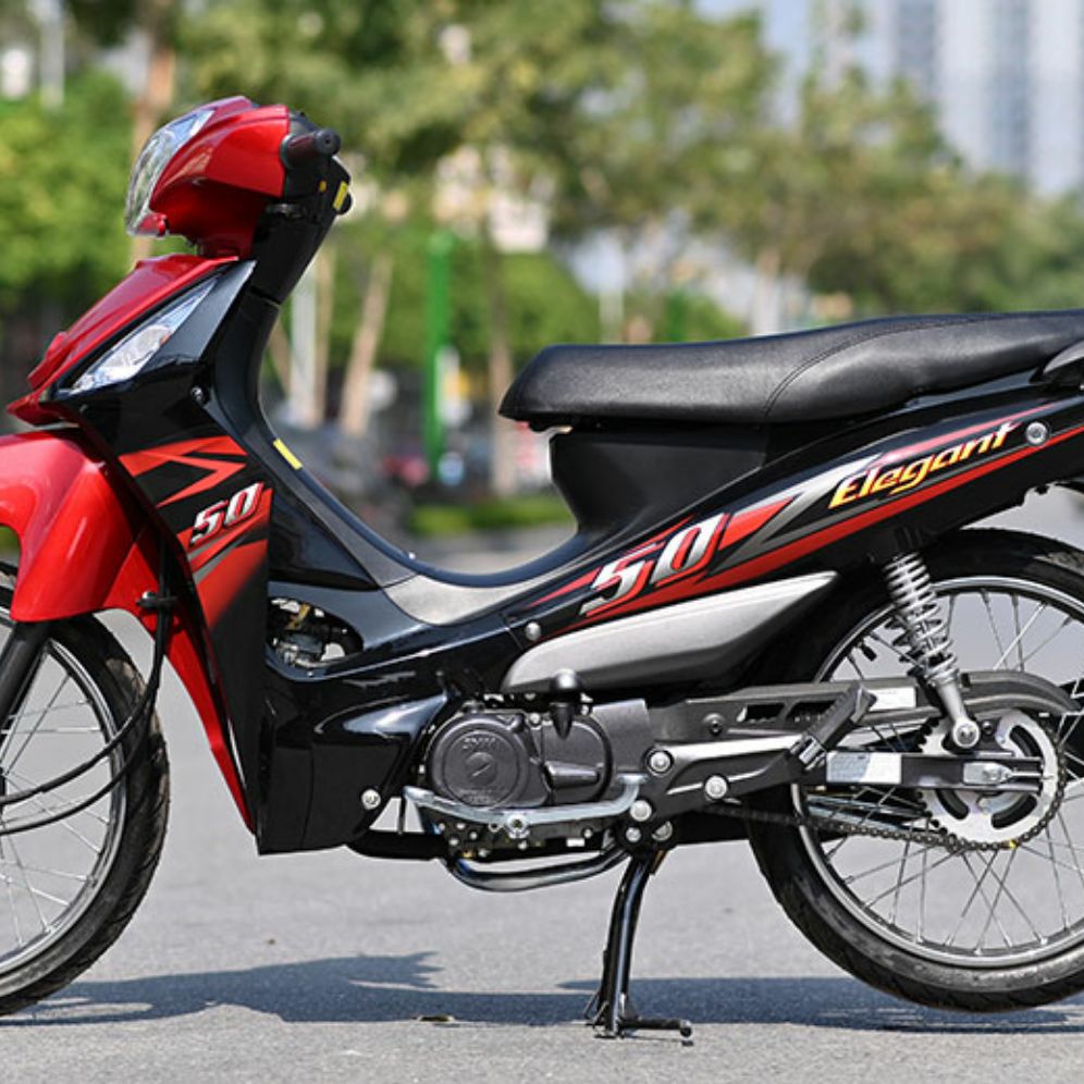 Tem xe Elegant , tem rời dán xe đỏ đen cao cấp