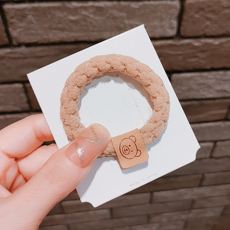 Dây thun cột tóc vải thun nhúng mặt gấu handmade dễ thương S25