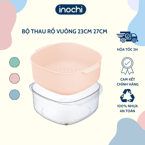 Bộ thau rổ vuông Yoko 23cm; 27cm