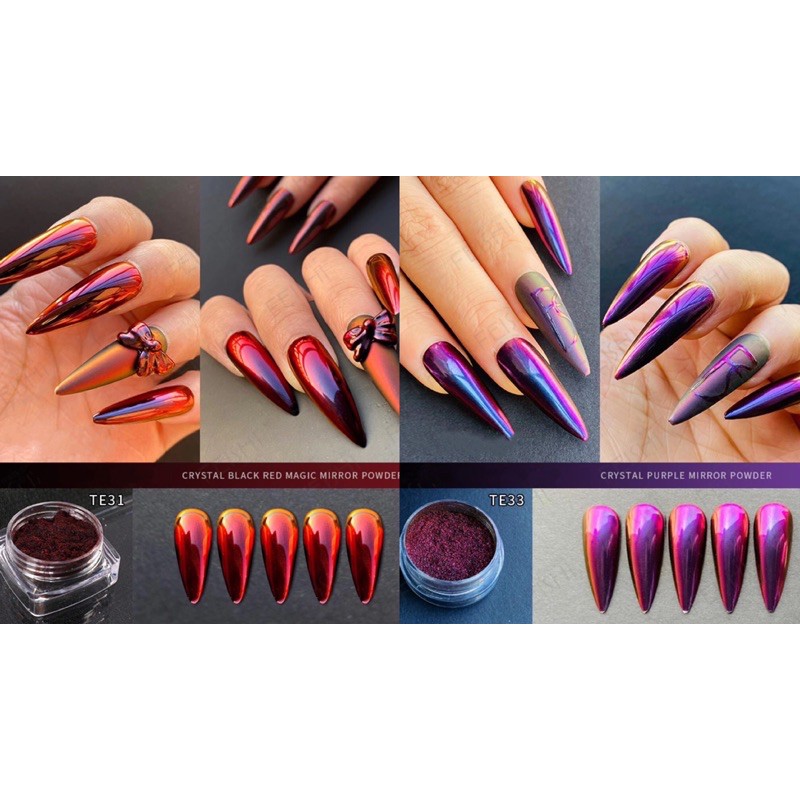 bột tráng gương trang trí nail màu mới hot