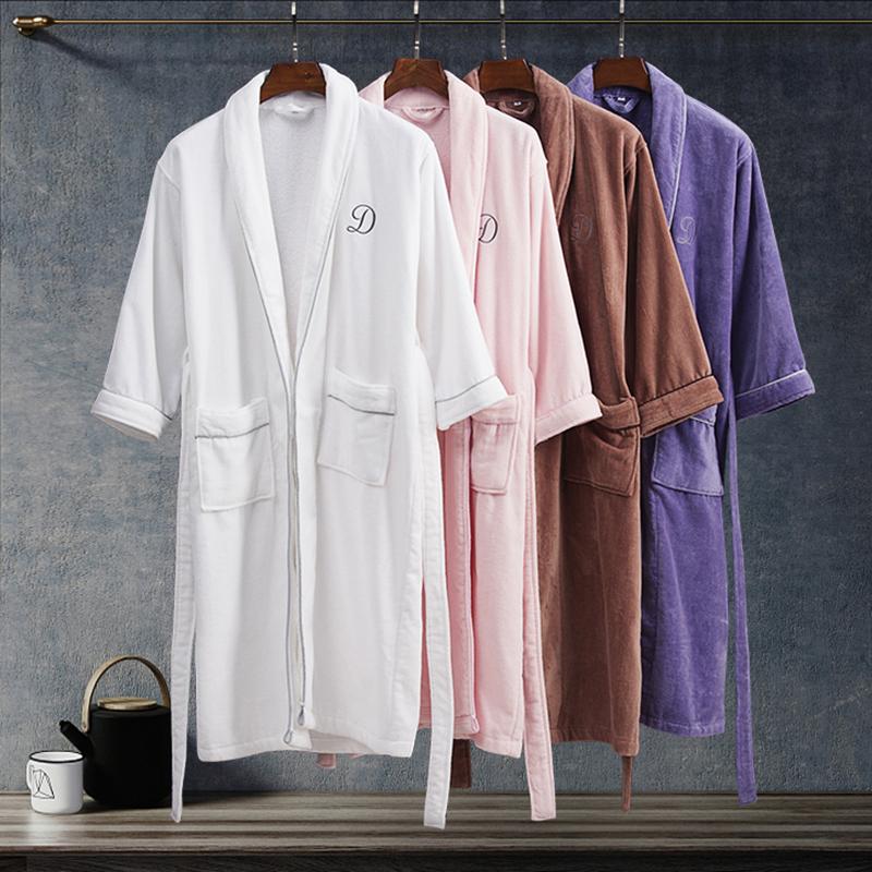 KHÁCH SẠN Áo Choàng Tắm Nam Giới Và Phụ Nữ Đầy Đủ 100% Cotton Phong Cách Nhật Bản Người Lớn Áo Ngủ Vài Giản Lược Hút Nước Nhanh Khô Dày Vải Khăn Bông Áo Tắm