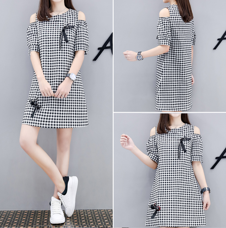 Đầm caro phối nơ dễ thương D10