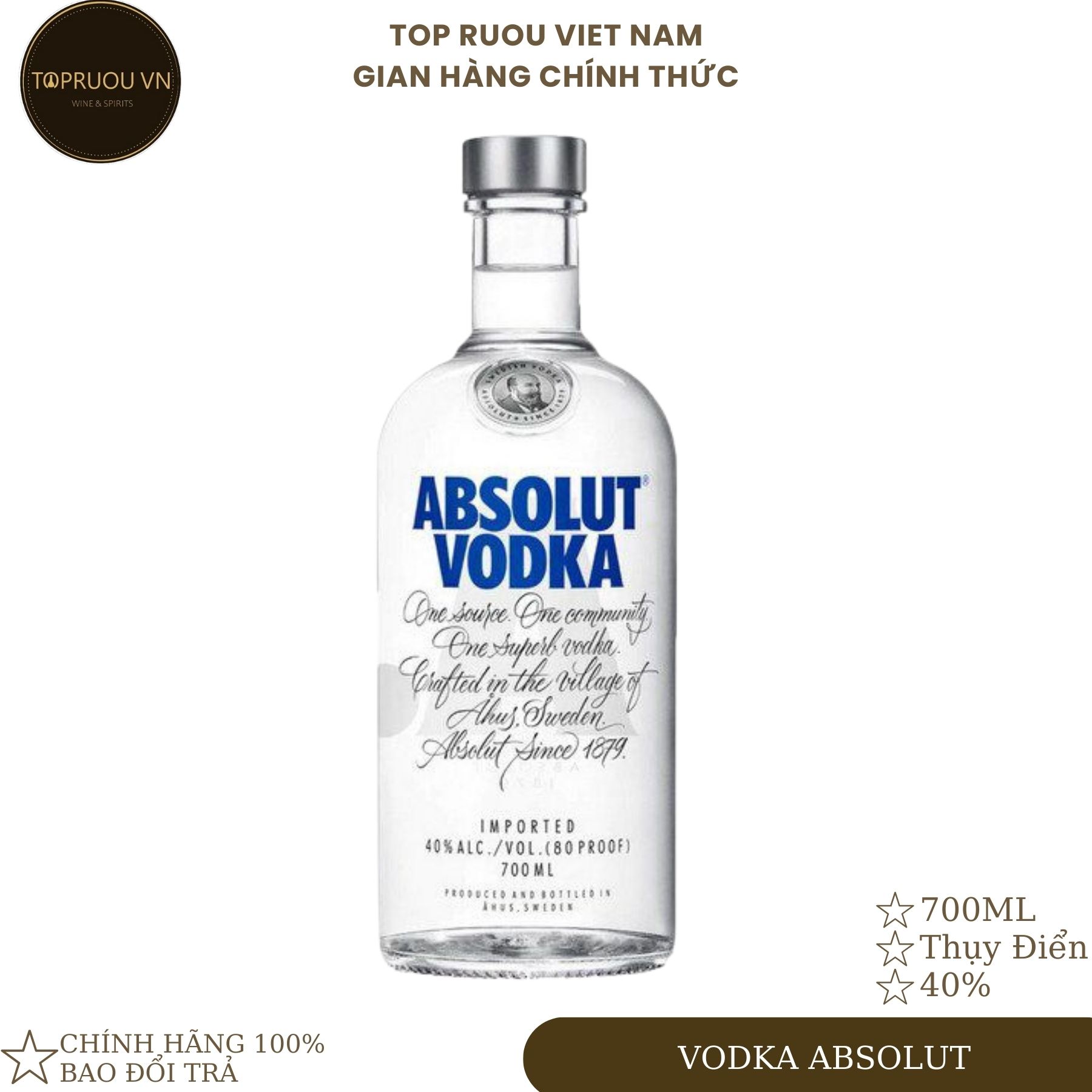 [Top Rượu VN] Rượu Vodka Absolut 700ml - 1000ml [Chính Hãng]