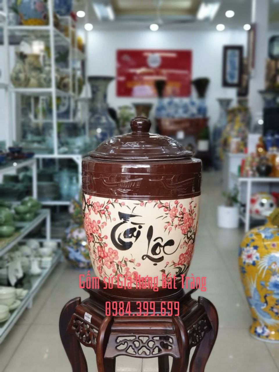 Hũ đựng gạo 15kg Tài Lộc hoa đào