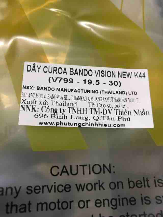 Dây curoa (dây đai) xe Vision mới 2014 đến 2020 hiệu Bando