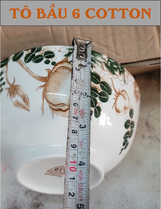 Tô bầu gốm sứ hoa văn Cotton - ĐK 15CM (CỠ 6)