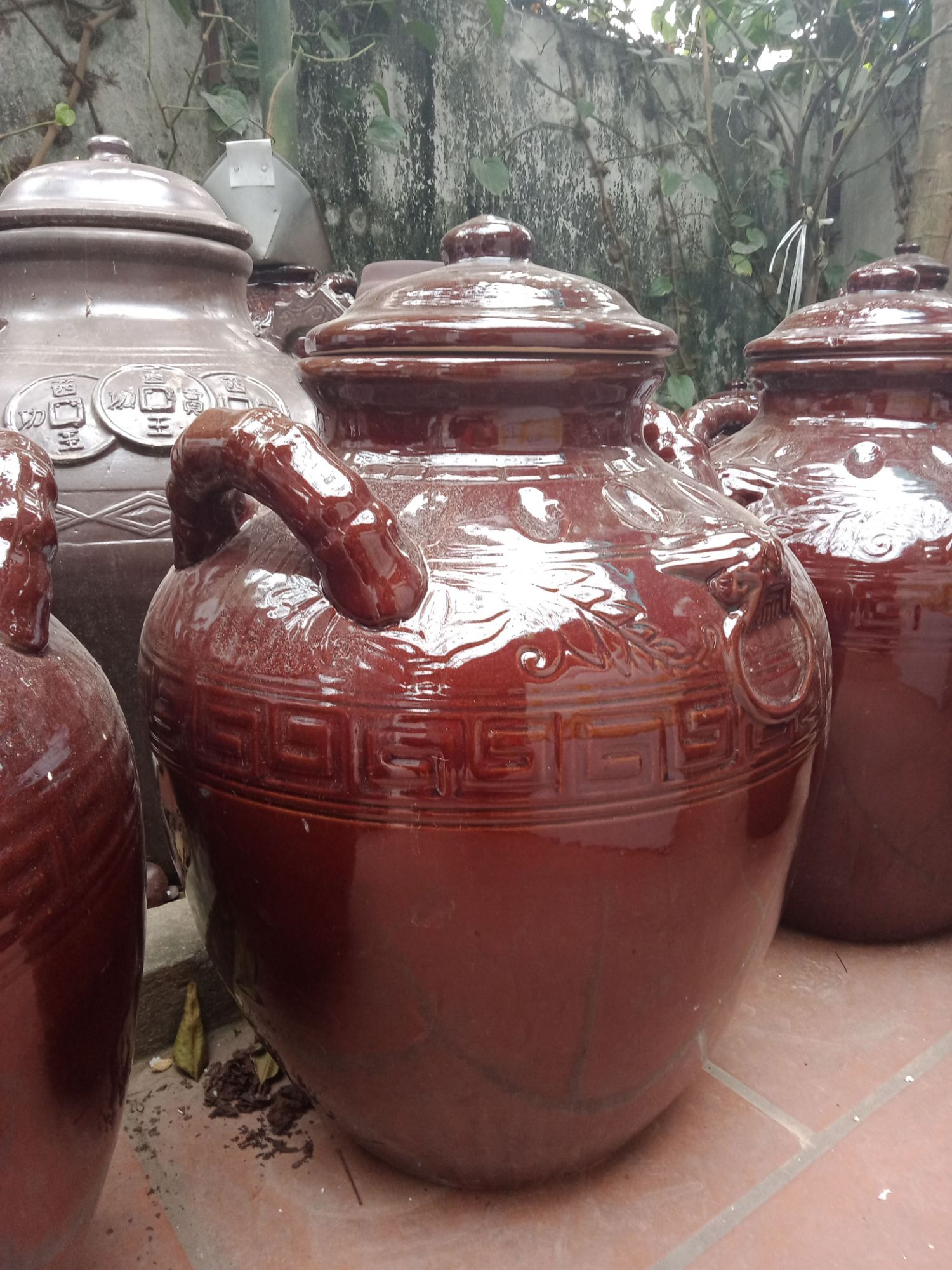Chum đựng nước - Bình gốm sứ - Vò gốm sứ Bát Tràng 40 lit (nâu )