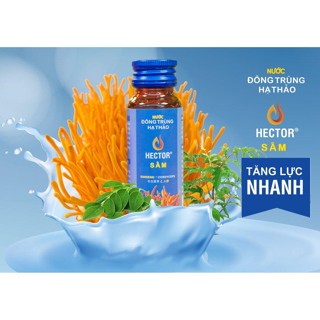 1 Thùng Nước Đông Trùng Hạ Thảo Hector Sâm 10 hộp ( 1 hộp x10 chai )(xanh )
