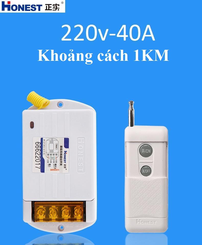 Công tắc điều khiển từ xa 1KM công suất lớn 40A/220V Honest HT-6220KGD-Hàng Nhập Khẩu, Ứng dụng rộng rãi trong thực tế như thủy sản, tưới tiêu, chiếu sáng... Lắp đặt đơn giản.
