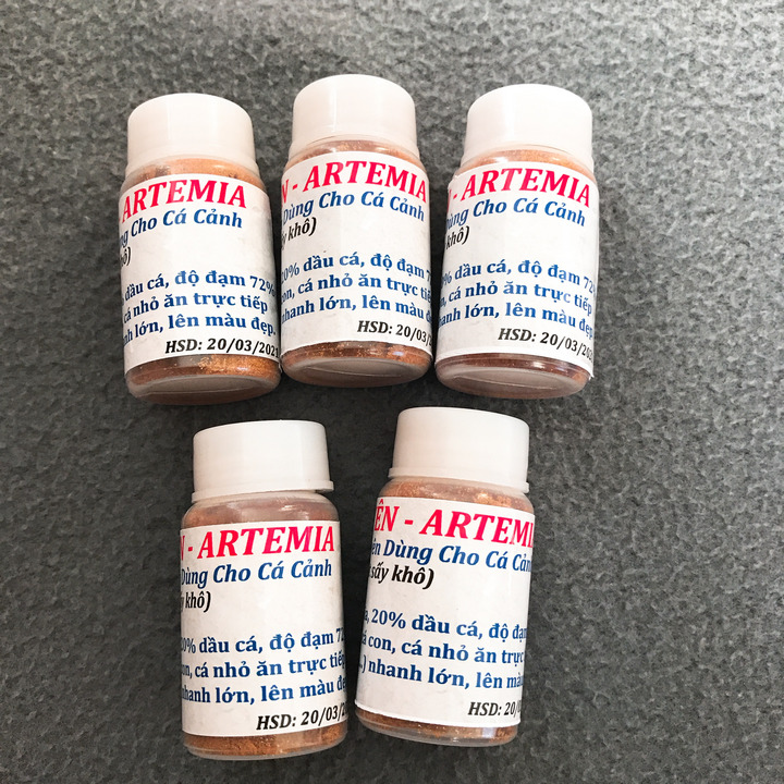 5 Hủ Thức Ăn Artemia Sấy Khô Cho Cá Cảnh, Guppy, Betta, Cá Con, Cá nhỏ, Không Cần Ấp