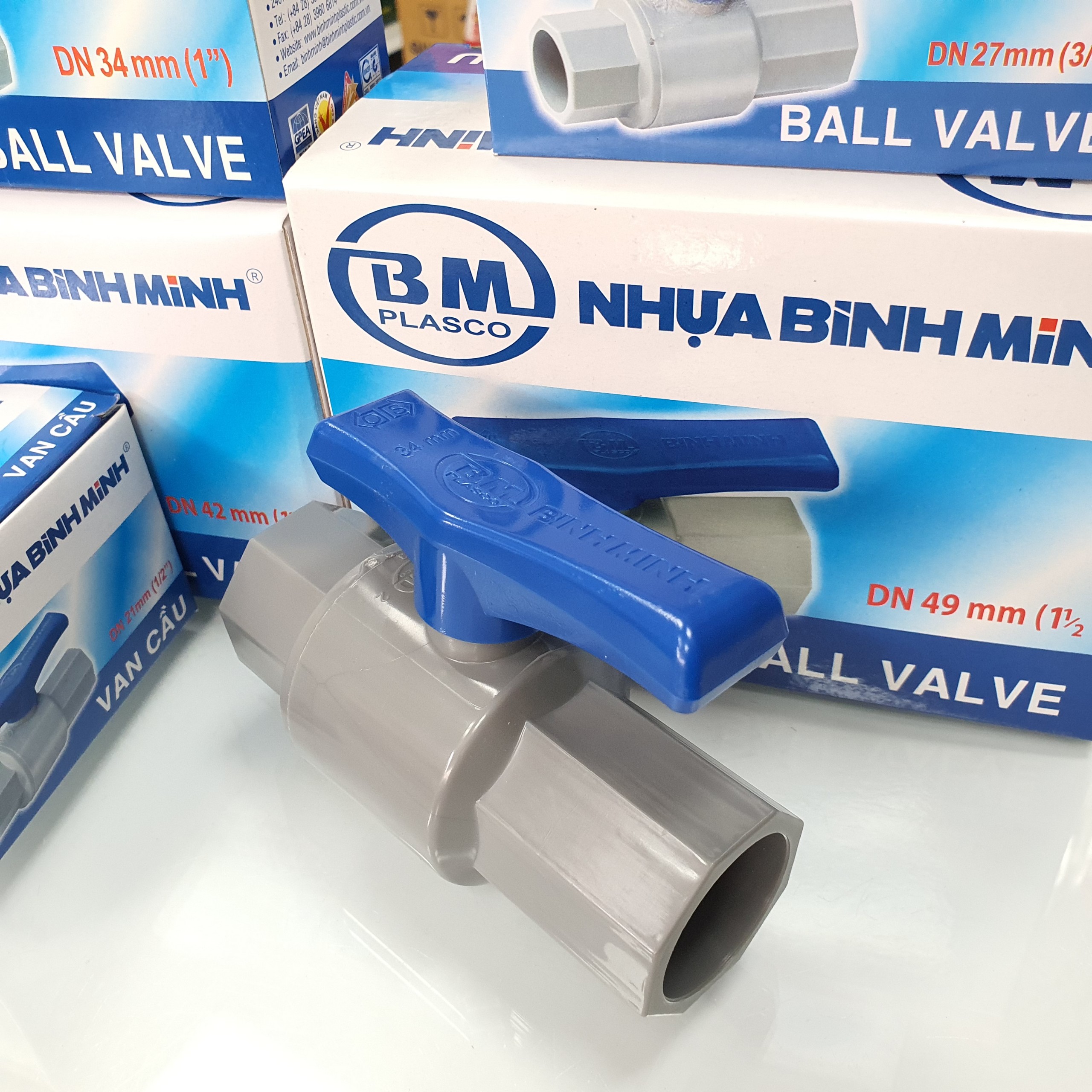 Van nước bình minh phi 21 phi 27 phi 34 phi 42 phi 49 van cầu van bi nhựa
