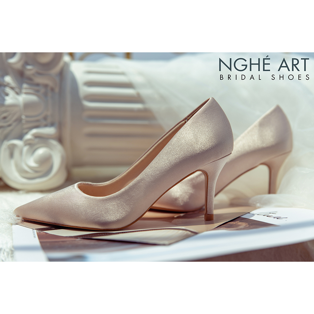 Giày cưới Nghé Art satin trơn 305