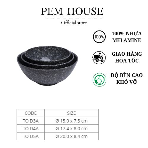 Tô nhựa melamine vân đá đen