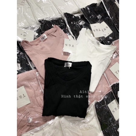[HCM]Áo Thun Trơn Cổ Tim Tay Dài Basic