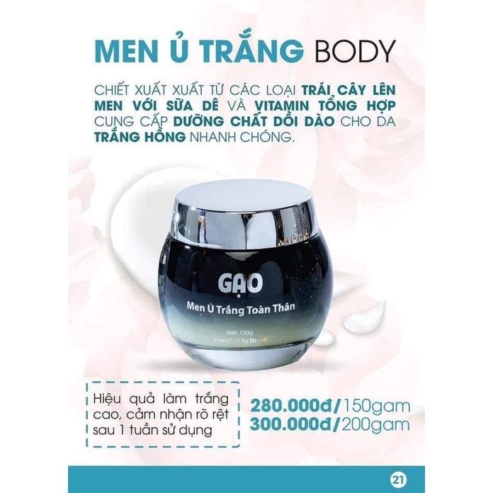 Men Ủ Trắng Body Gạo Dr Cell