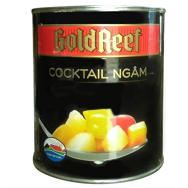 Đào ngâm và cocktail ngâm Goldreef Nam Phi 825gr (net weight) - Exp 08/02/2025 (SL 1 lon)