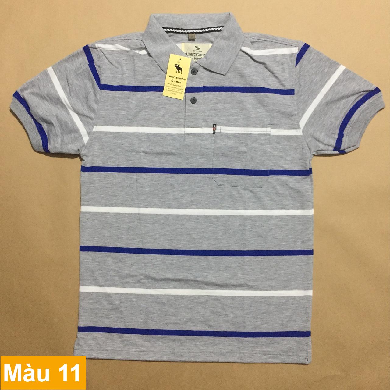 Áo thun sọc có túi nam cao cấp (sọc xanh biển - trắng)