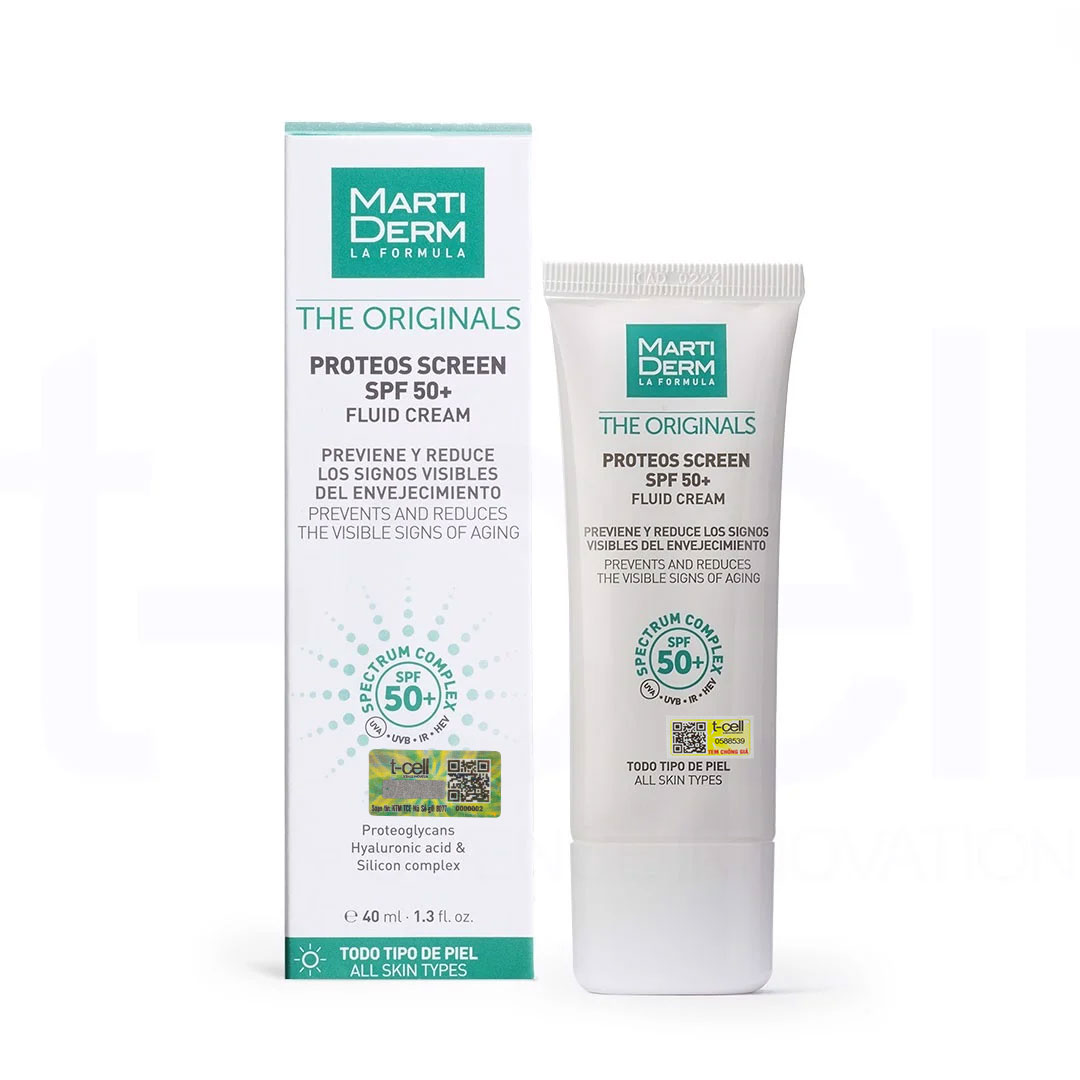 Kem Chống Nắng Phổ Rộng Toàn Diện Ngừa Lão Hóa, Phòng Chống Nám Quay Lại - MartiDerm The Originals Proteos Screen SPF50+ Fluid Cream
