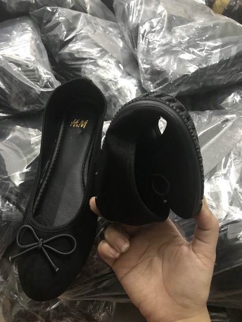 giày búp bê nữ da lộn nơ xinh