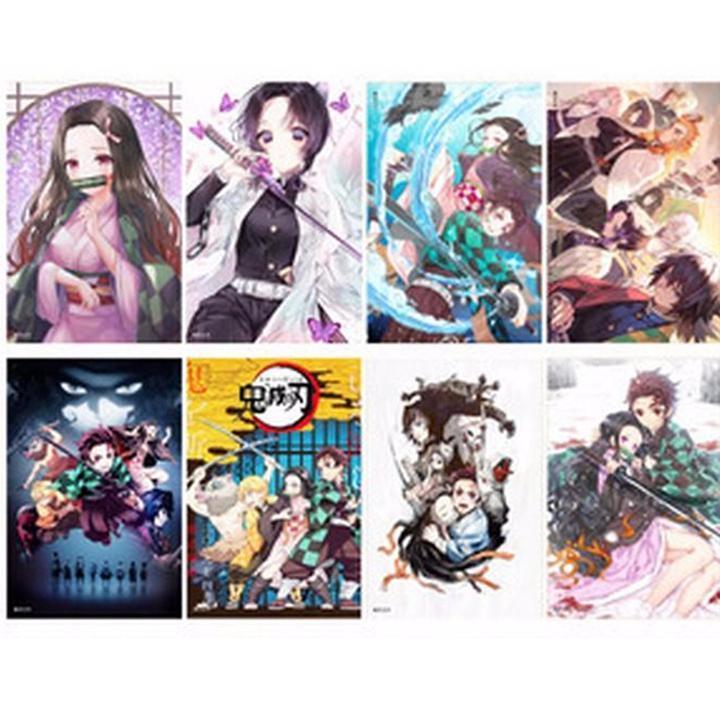 Poster Kimetsu no yaiba Thanh Gươm Diệt Qủy 8 tấm A3 poster ảnh tranh treo album ảnh in hình thần tượng đẹp anime chibi
