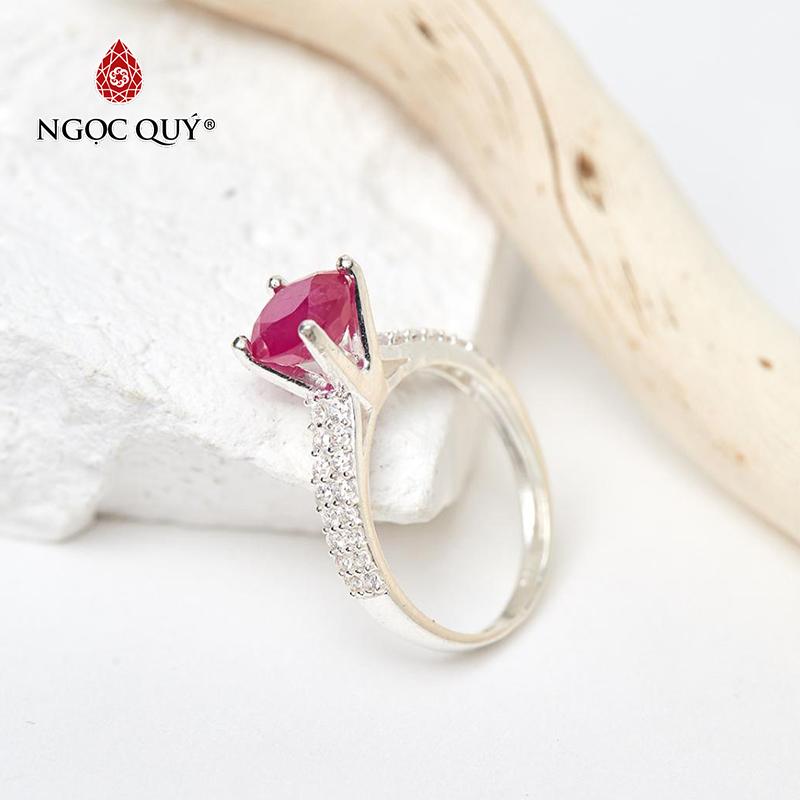 Nhẫn bạc đá ruby mệnh hỏa thổ - ngọc qúy gemstones