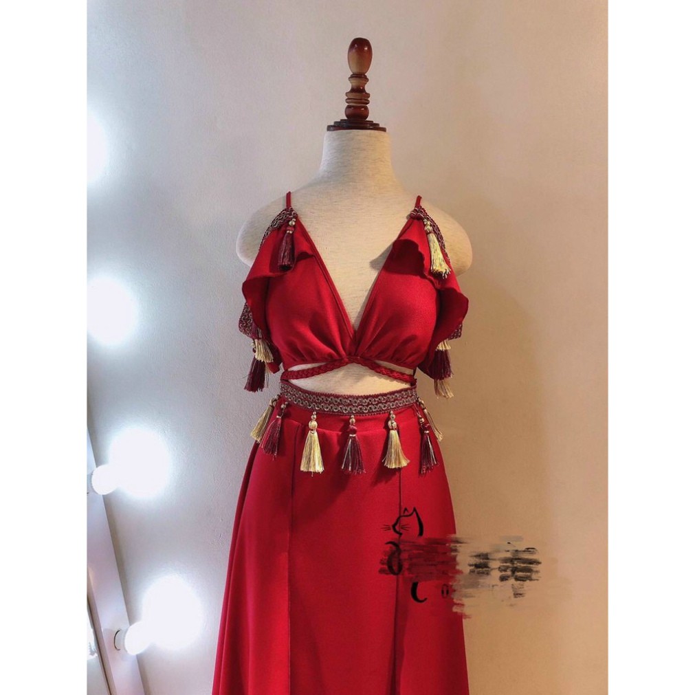 Đầm maxi thổ cẩm boho cao cấp vải đẹp [Hoàn Xu]