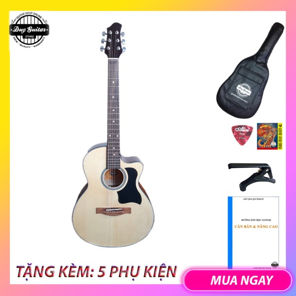 [ Tặng giáo trình ] Đàn guitar acoustic DVE70 + Bao da, capo, phụ kiện Duy Guitar Store - Shop đàn ghita giá rẻ - Đàn ghi-ta âm thanh tốt dành cho người mới tập
