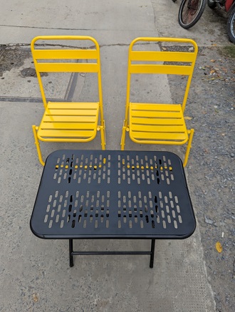 Full Iron Folding Chair - All Colors (Combo of 2 Chairs + 1 Cnc Table)