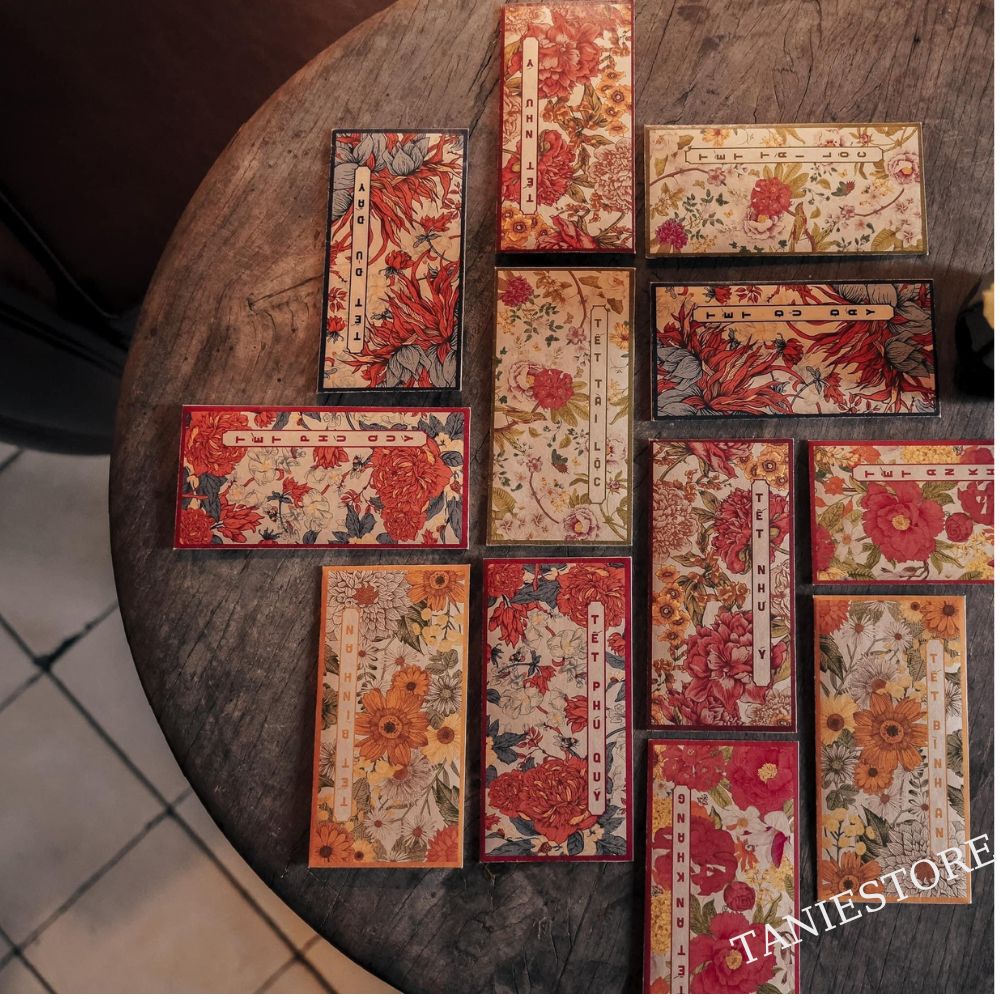 Bao lì xì con Rồng Tết Giáp Thìn 2024, bao lì xì hoa lá cao cấp đẹp từ nhà Hanie Healthy Food