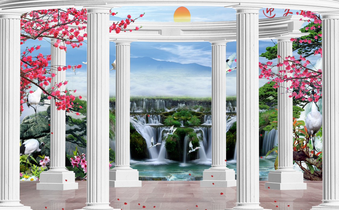 Tranh dán tường 3d cửa sổ phòng khách tinh tế nhiều mẫu