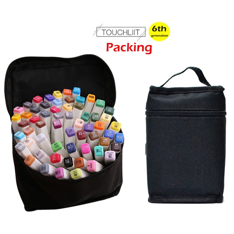 Bút màu Marker Touchliit 6 bản Mới CÓ KHAY Túi Vải 30/60/80 họa cụ bút dạ màu vẽ học sinh - B62
