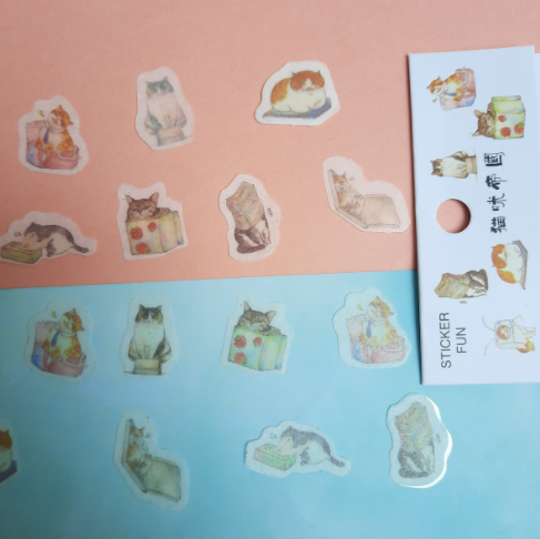 [HCM]Bộ 32 Sticker Hình Dán Mini Mèo Vàng