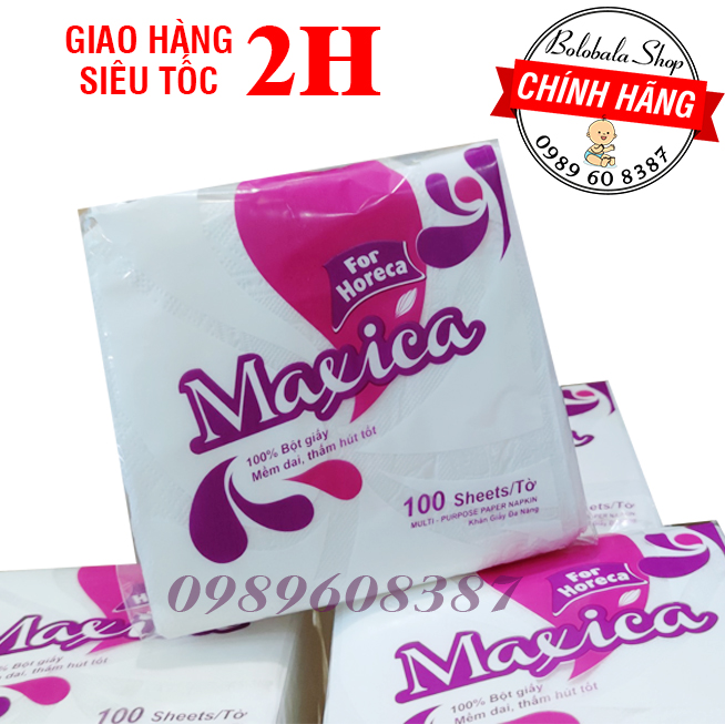 Khăn giấy vuông MAXICA cao cấp gói 100 miếng