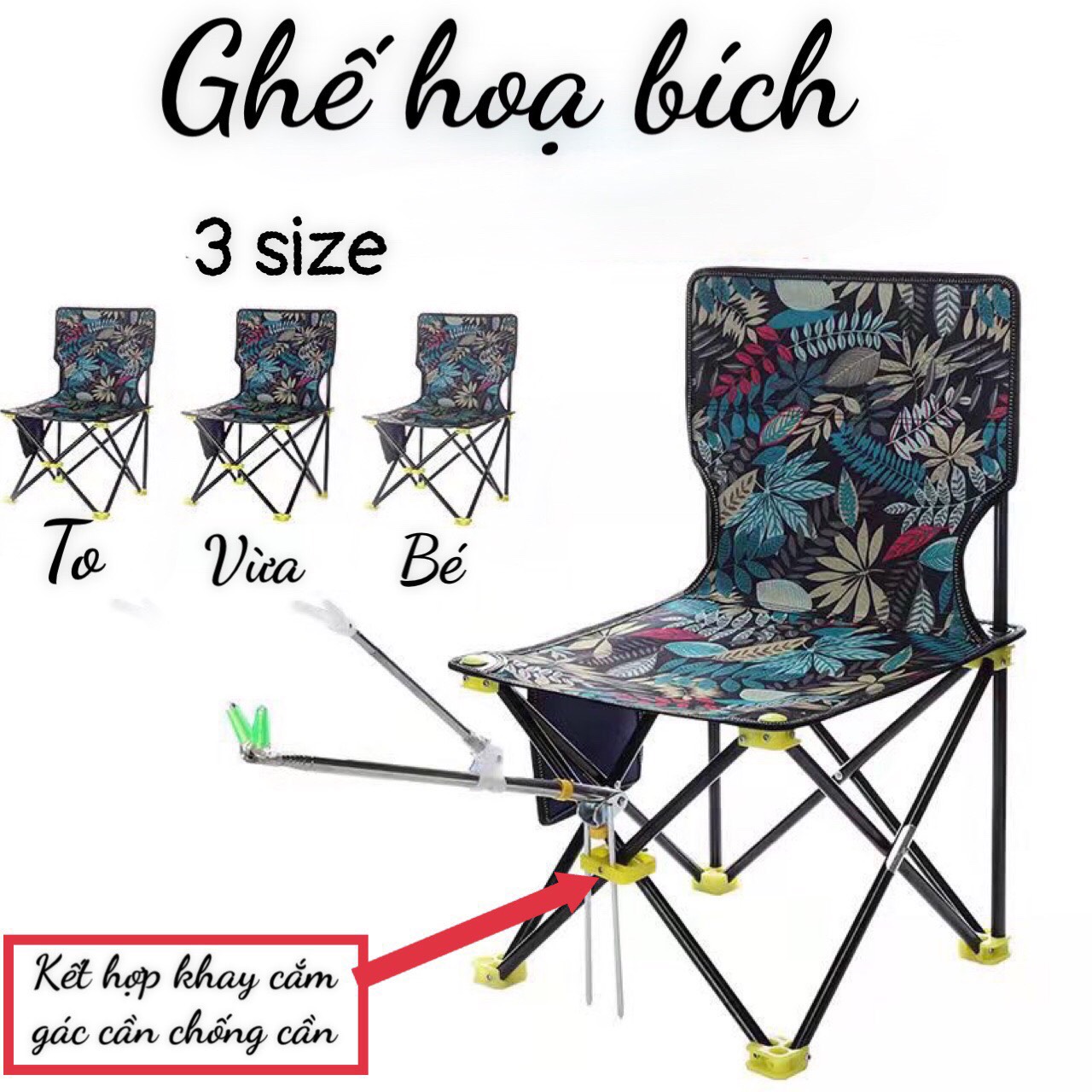 Ghế câu cá gấp gọn lá phong, họa bích ghế gấp inox, ghế xếp giã ngoại giá rẻ