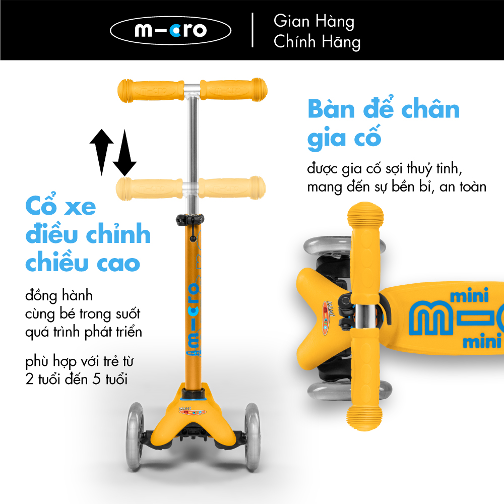 XE TRƯỢT SCOOTER MICRO MINI DELUXE LED MINILINO (PHIÊN BẢN BÁNH XE ĐÈN LED KÈM BUDDY)