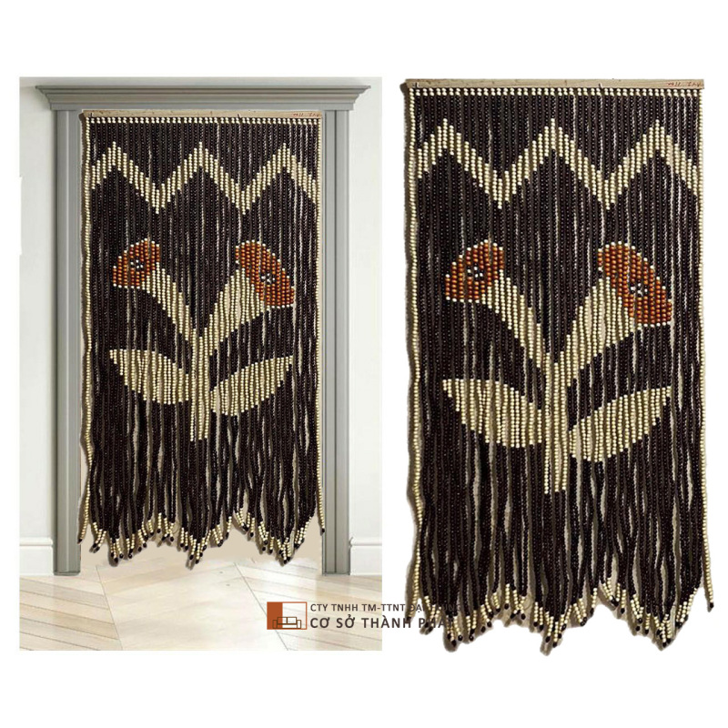 Màn hạt gỗ Đại Trung Mẫu hoa, gợn sóng, chữ 1m x 2m