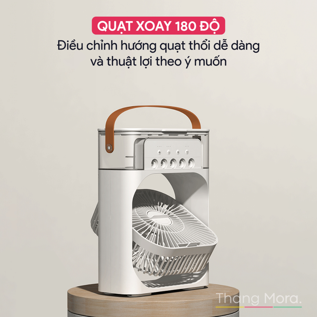 Quạt Phun Sương Mini Làm Mát Không Khí Tích Hợp Đèn Led Thông Minh, Quạt Hơi Nước Mini Điều Hòa Không Khí, Hẹn Giờ Tích Hợp Đèn Ngủ