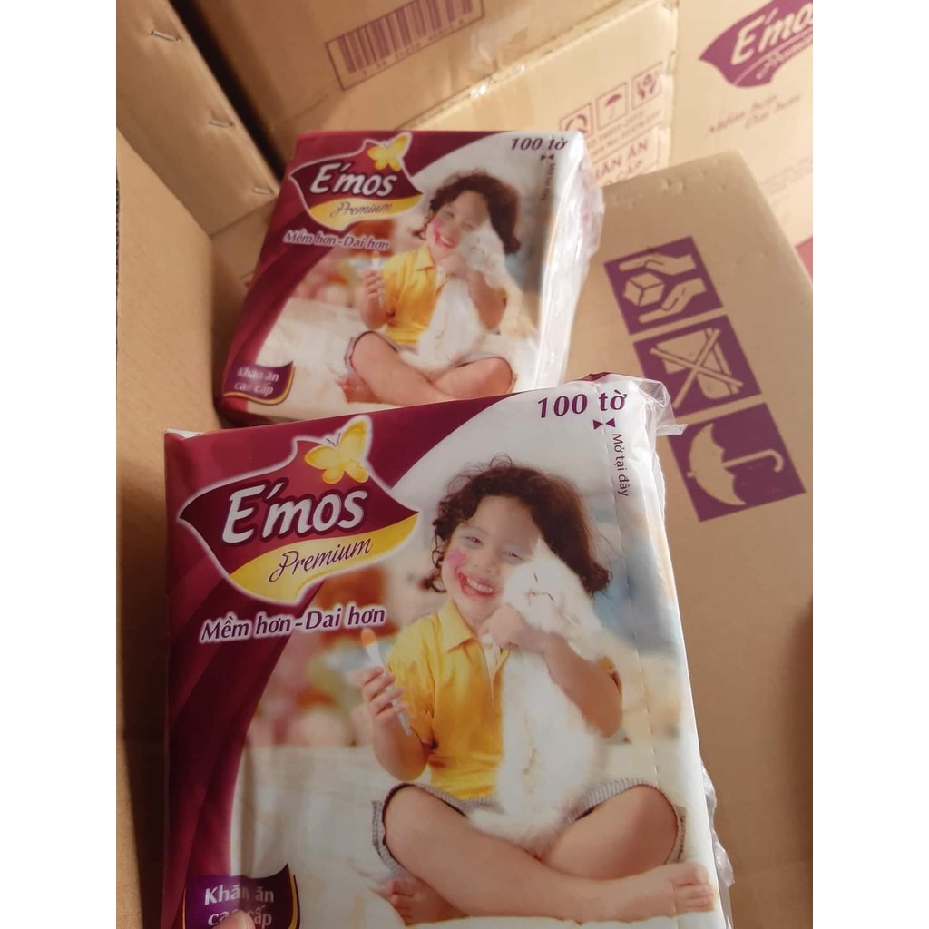 Khăn giấy ăn cao cấp E'mos ( combo 10 bịch )